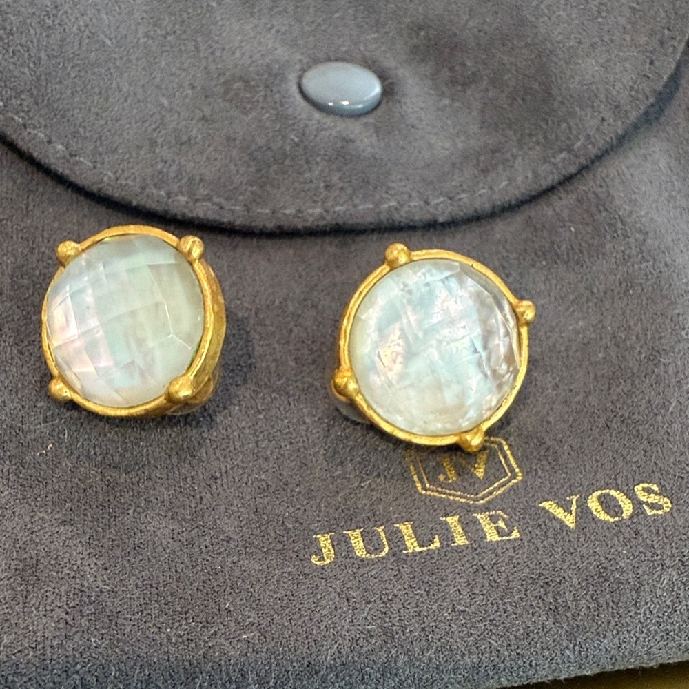 Julie Vos gold statement clip on earrings NWOT